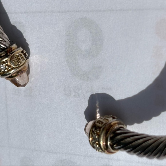 David Yurman sterling silver 5mm cable gold, Morganite with diamond bracelet - Picture 3 of 5